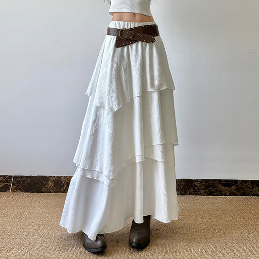 Vacation Style Low Waist Multi-layer Irregular Stitching Skirt