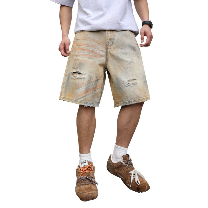 👖 Pantaloncini Uomo in Denim Strappato – Effetto Vintage e Stile Casual 👖