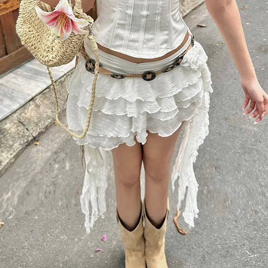 Vacation Style Three-dimensional Flower Lace Strap Skirt