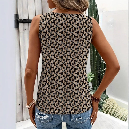 European And American Ladies Round Geometric Printed Vest