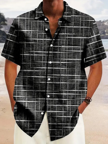 Personal Leisure Loose Men's Cardigan Button Short Sleeve Shirt