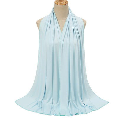 Pure Color Mercerized Cotton Headscarf Warm Shawl