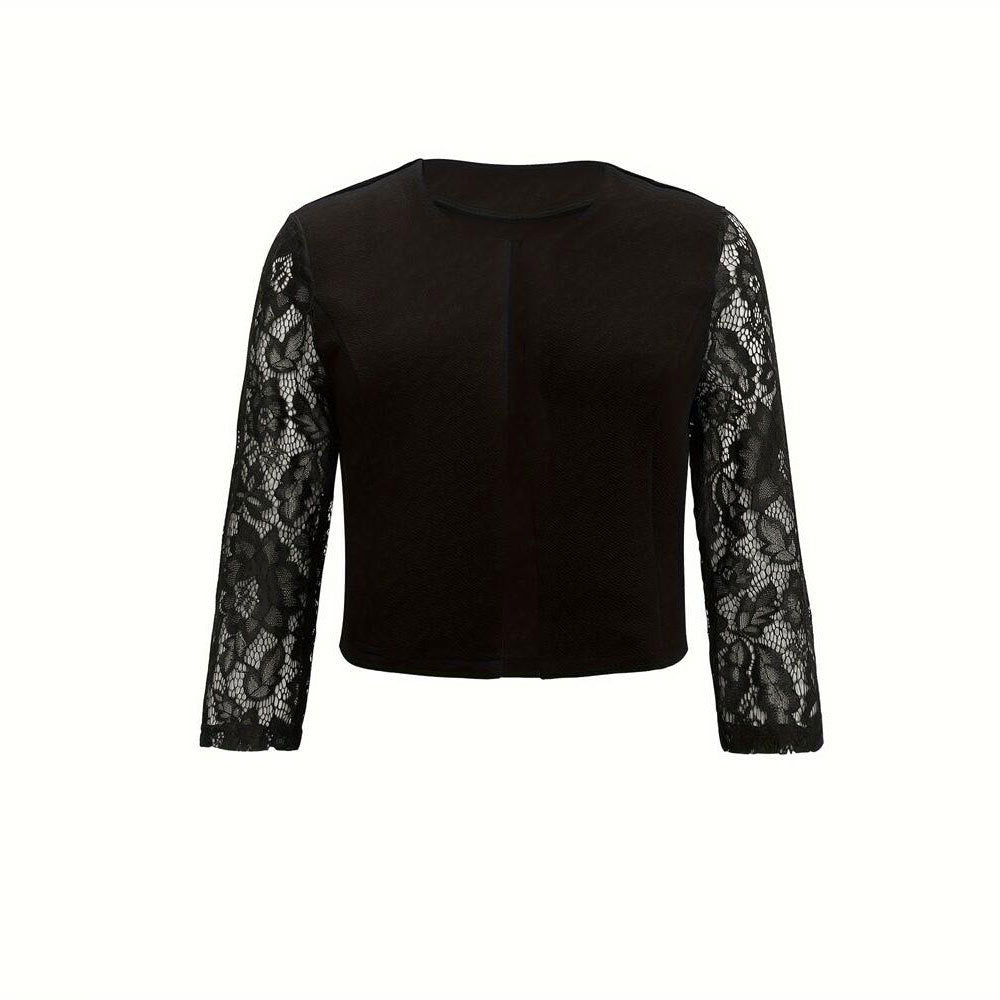 Elegant Lace See-through 34 Sleeve Suit Jacket Small Coat