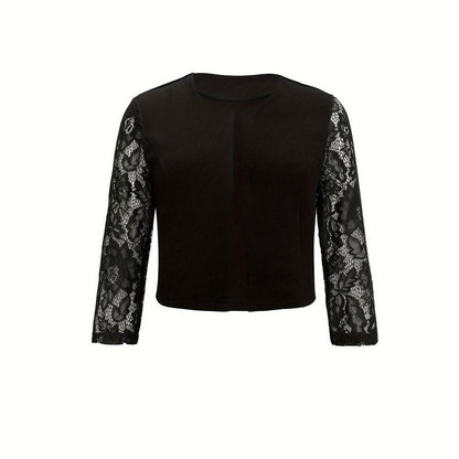 Elegant Lace See-through 34 Sleeve Suit Jacket Small Coat