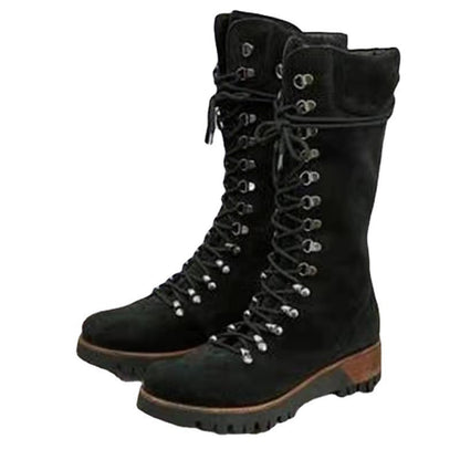 New Autumn And Winter Women's Shoes Plus Size Lace Up Mid Boots