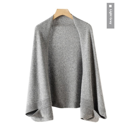 Women's Cashmere Shawl Knitting Cape Dual Purpose Scarf