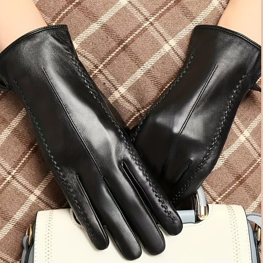 🖤 Guanti donna in pelle nera, caldi e touch screen