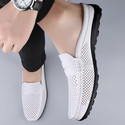 Scarpe Uomo Casual in Pelle Traforata – Mezza Ciabatta Traspirante