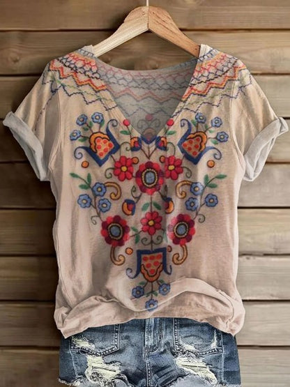 Women's Fashion Printed Short-sleeved T-shirt