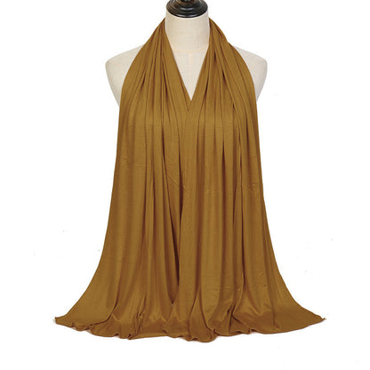 Pure Color Mercerized Cotton Headscarf Warm Shawl