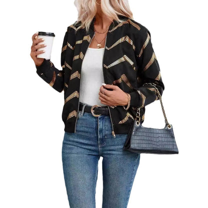 Printed Zip-Top Aviator Coat