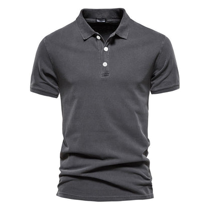 Lapel European And American Sports Men Twill Short Sleeve