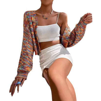 Women's Retro Colorized Sweater Casual Jacket