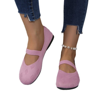 Doug Shoes Round Head Comfortable Flat Flying Woven Pumps