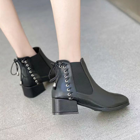 Stivaletti Donna Martin in Velluto Caldi Impermeabili con Fiocco Platform – 2 Colori N.34-40