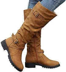 Stivali Donna Lunghi Fashion in Camoscio con Cuciture Decorative