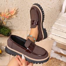 Scarpe da donna stile britannico – mocassini retrò color block con suola spessa