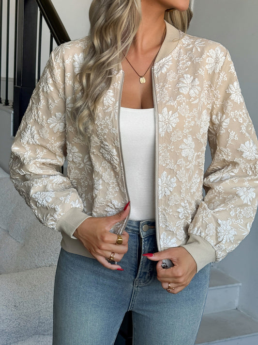 Jacquard Zipper Jacket Loose And Slim Temperament Commuting Casual Top Coat