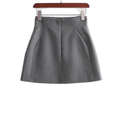 Graceful Gray High Waist Slim-fit Skirt Hip Skirt