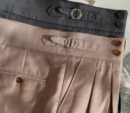 Retro Italian Wool Blended Lightweight Casual Suit Pants