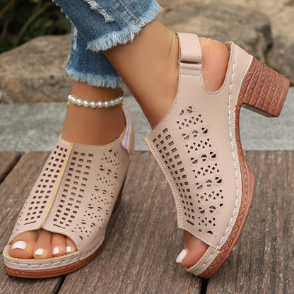 🌸 Sandali Donna Retro con Punta Aperta – Design Traforato Elegante 🌸
