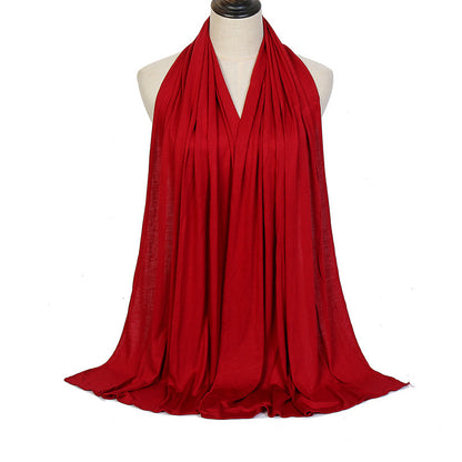Pure Color Mercerized Cotton Headscarf Warm Shawl