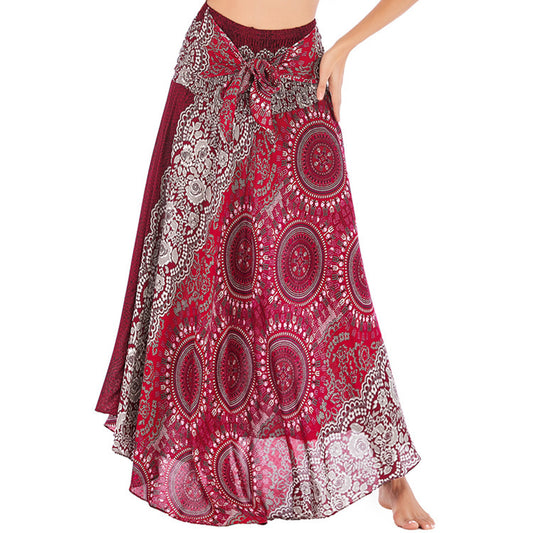 Casual Half-length Beach Vacation Two-way Large Swing Skirt