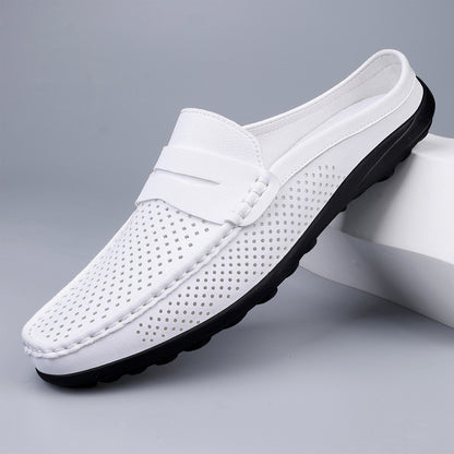 Scarpe Uomo Casual in Pelle Traforata – Mezza Ciabatta Traspirante