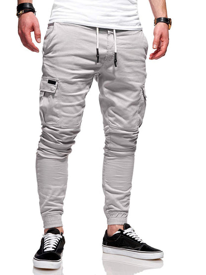 Dimensional Patch Pocket Overalls Lace Elastic Sports Baggy Pants Leisure