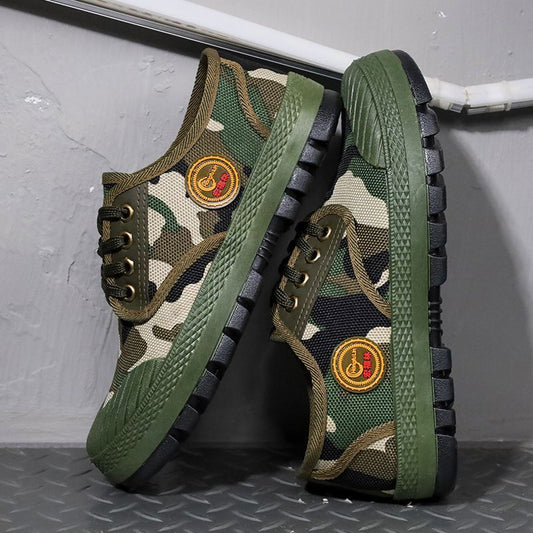 Men's Spring Breathable Outdoor Work Non-slip Wear-resistant Low-top Camouflage Training Shoes
