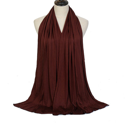 Pure Color Mercerized Cotton Headscarf Warm Shawl