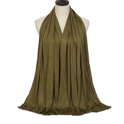 Pure Color Mercerized Cotton Headscarf Warm Shawl