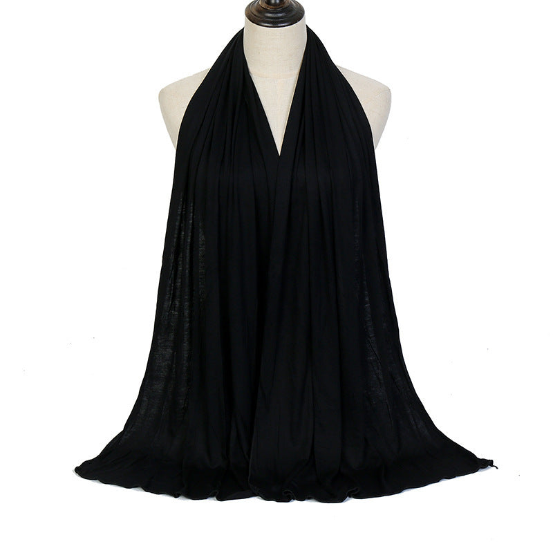 Pure Color Mercerized Cotton Headscarf Warm Shawl