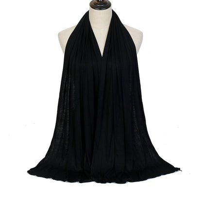 Pure Color Mercerized Cotton Headscarf Warm Shawl
