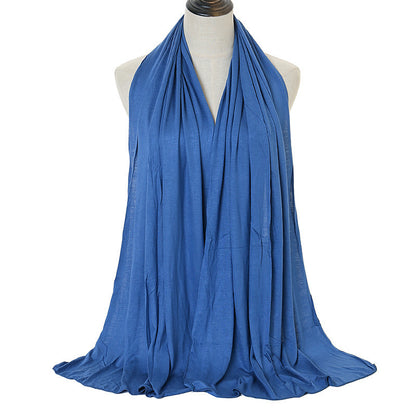 Pure Color Mercerized Cotton Headscarf Warm Shawl