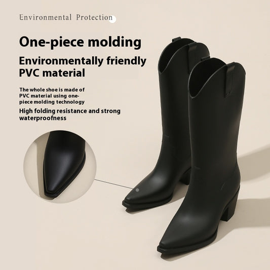 Stivali Donna Cavallerizza Impermeabili in PVC Tacco Alto 6-8cm Morbidi – 3 Varianti N.35-42