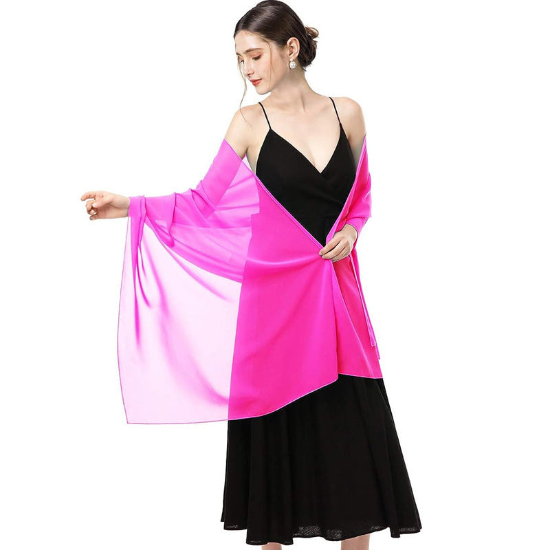 Long Thin Chiffon Shawl Scarf Dual-use