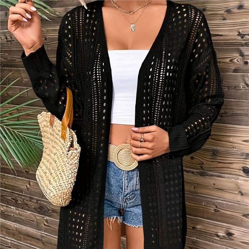 Plus Size Hollow-out Beach Knitted Loose Women's Cardigan