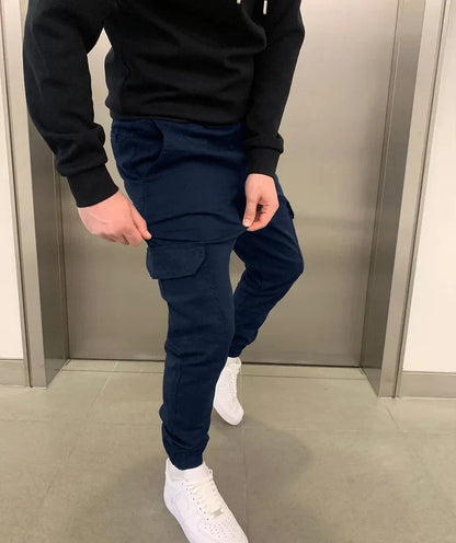 Pantaloni Uomo Cargo Overalls Loose con Tasche 3D Lacci Elastici 6 Colori