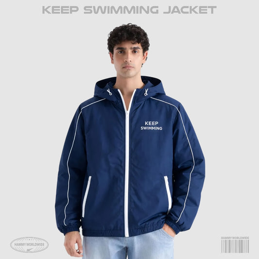 🧥 Giacca Keep Swimming Con Cappuccio Sportiva + Zip 💨