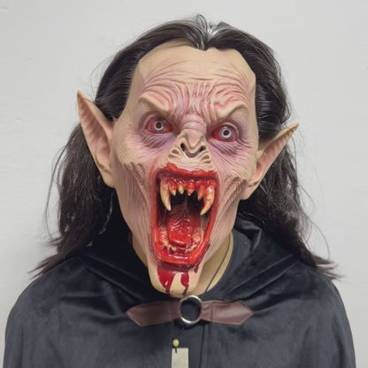 🧛♀️ Maschera da Vampiro Realistica in Gomma con Capelli Lunghi e Zanne