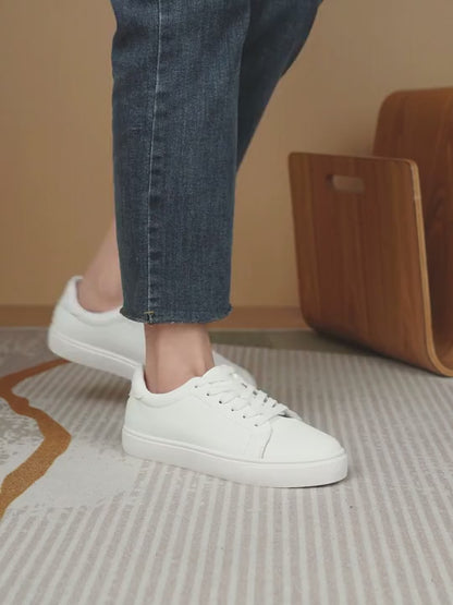 👟 Sneakers donna bianche con lacci in PU
