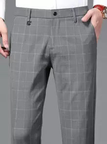 Pantaloni Uomo Casual Dritti a Quadri Slim Fit Vita Bassa 3 Colori