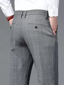 Pantaloni Uomo Casual Dritti a Quadri Slim Fit Vita Bassa 3 Colori